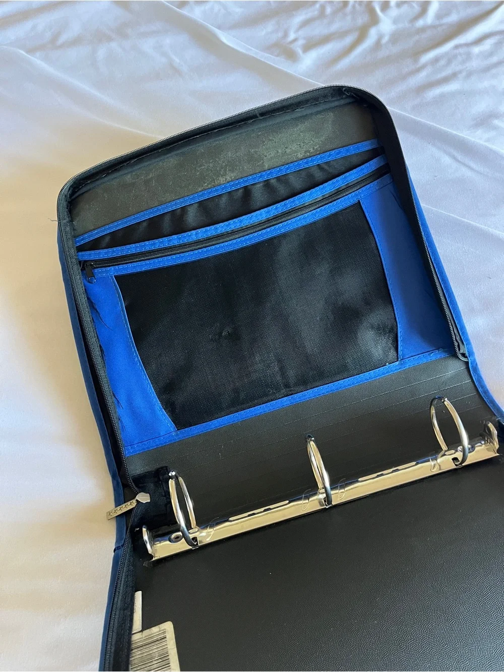 Five Star 2 Inch Zipper Binder Blue Black 3 Ring Zippered Pocket Case Used